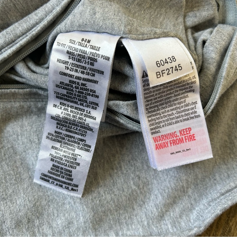Comfort & Harmony Peanut Air Swaddle Gray 0-3 Month Swaddle Sleep Sack Sleeper - Picture 7 of 8
